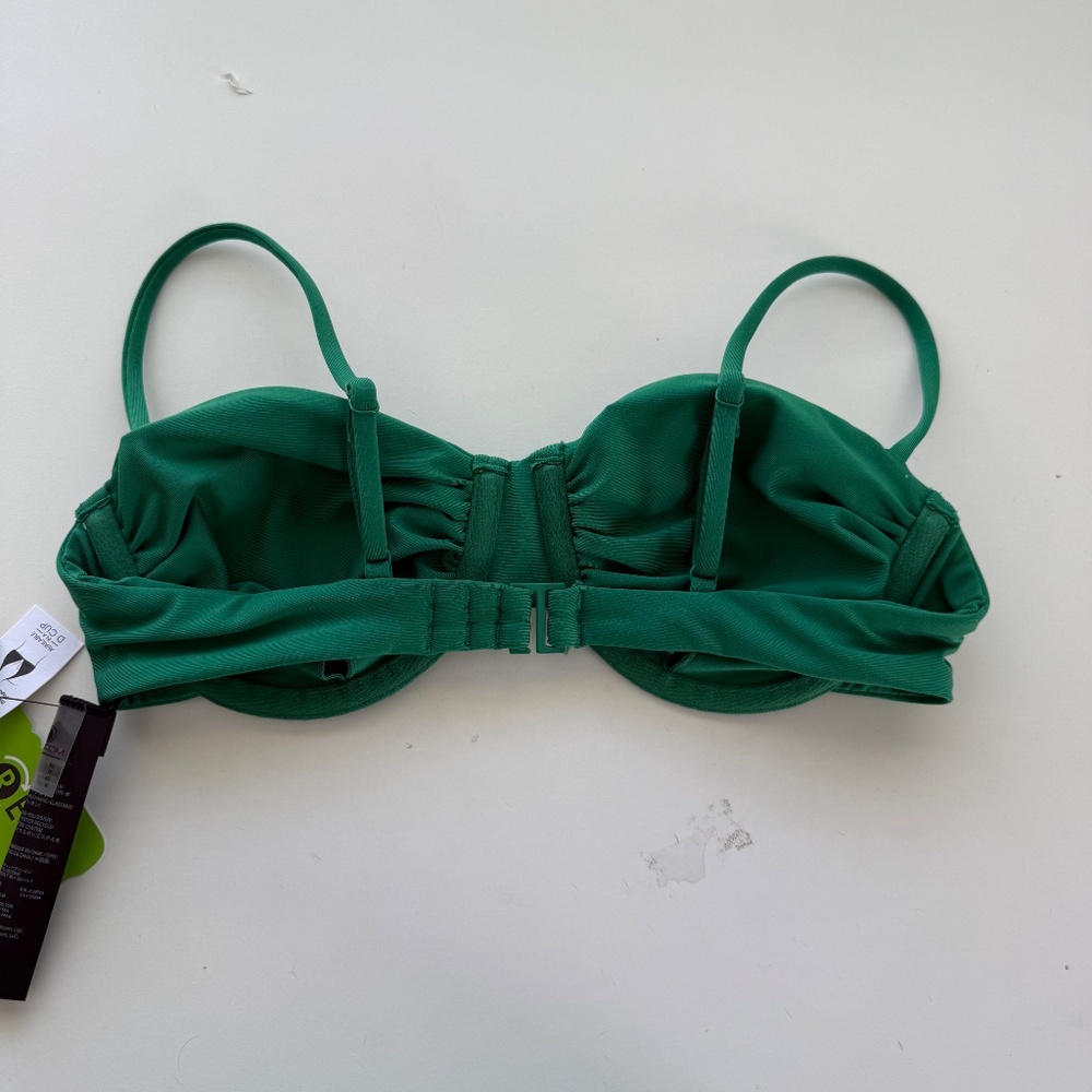 Volcom Womens Simply Seamless Retro U Wire Emerald Green Bikini Swim Top X-Small - Picture 4 of 7